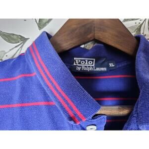 Ralph Lauren Polo Shirt Blue & Pink Mens Size XL Striped